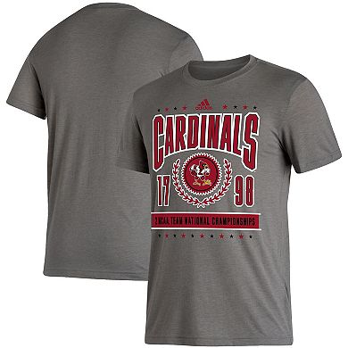 Men's adidas Heathered Charcoal Louisville Cardinals 2 NCAA Team National Championships Reminisce T-Shirt