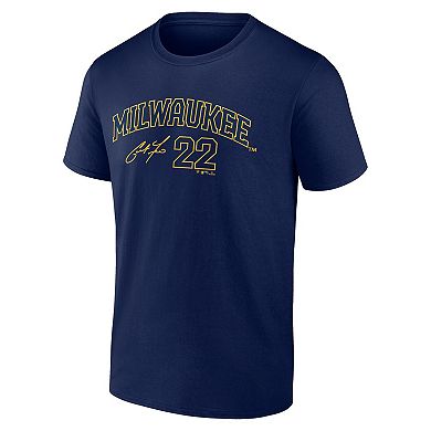 Men's Fanatics Branded Christian Yelich Navy Milwaukee Brewers Player Name & Number T-Shirt