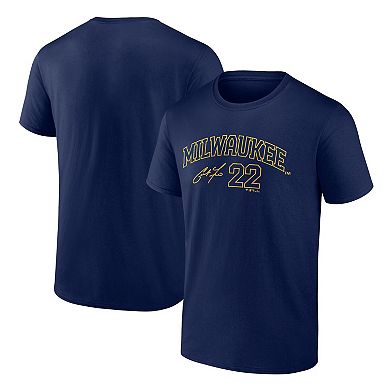 Men's Fanatics Branded Christian Yelich Navy Milwaukee Brewers Player Name & Number T-Shirt