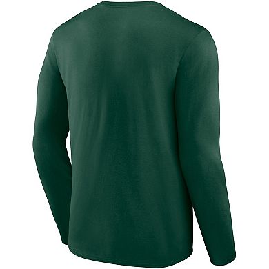 Men's Fanatics Branded Green Miami Hurricanes Broad Jump 2-Hit Long Sleeve T-Shirt