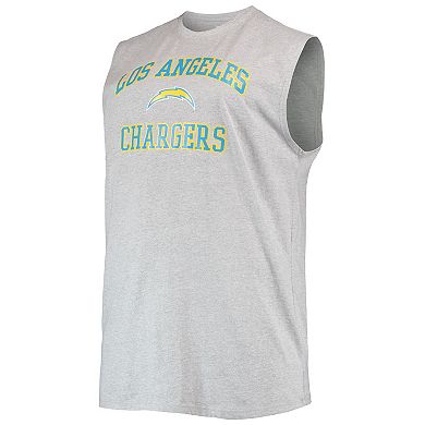 Men's Justin Herbert Heathered Gray Los Angeles Chargers Big & Tall Player Name & Number Muscle Tank Top