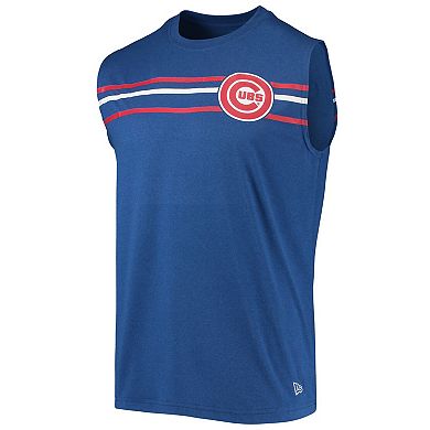 Men's New Era Heathered Royal Chicago Cubs Muscle Tank Top