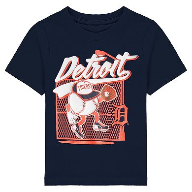 Toddler Navy Detroit Tigers On the Fence T-Shirt