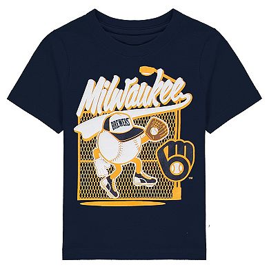 Toddler Navy Milwaukee Brewers On the Fence T-Shirt