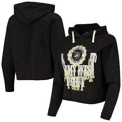 Women's Original Retro Brand Black Army Black Knights Vault Vintage Cropped Pullover Hoodie