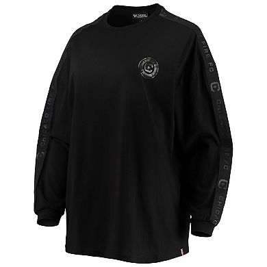 Women's The Wild Collective Black Chicago Fire Tri-Blend Long Sleeve T-Shirt