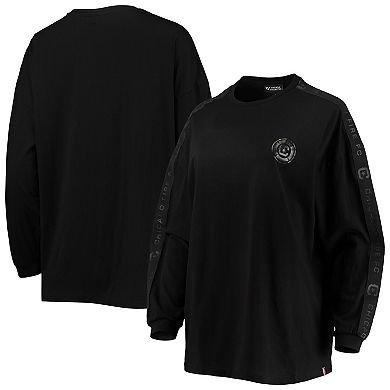 Women's The Wild Collective Black Chicago Fire Tri-Blend Long Sleeve T-Shirt