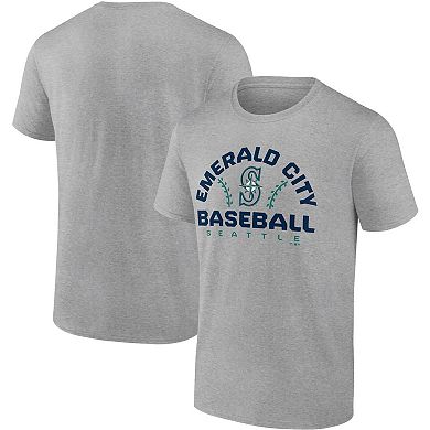 Men's Fanatics Branded Heathered Gray Seattle Mariners Iconic Go for Two T-Shirt