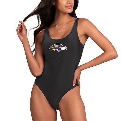 Women's G-III 4Her by Carl Banks Black Baltimore Ravens Making Waves One-Piece Swimsuit