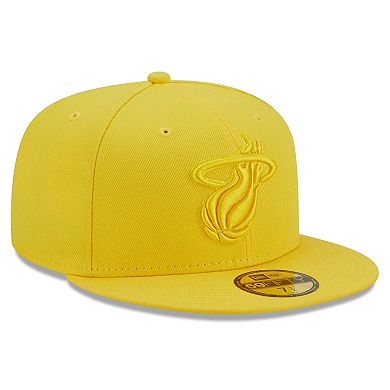 Men's New Era Yellow Miami Heat Color Pack 59FIFTY Fitted Hat
