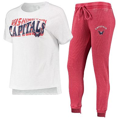 Women's Concepts Sport Red/White Washington Capitals Resurgence Slub Burnout Raglan T-Shirt & Joggers Sleep Set