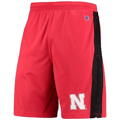 Men's Champion Scarlet Nebraska Huskers Side Stripe Shorts