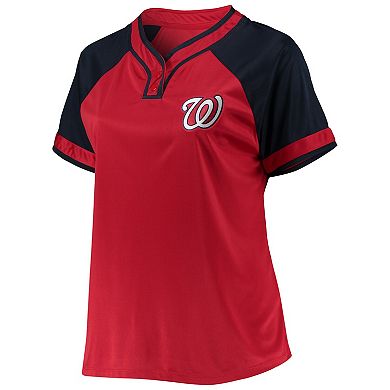 Women's Red Washington Nationals Plus Size Raglan T-Shirt