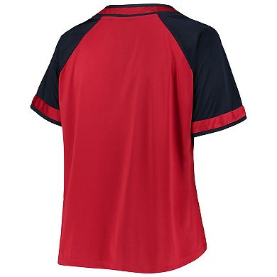 Women's Red Washington Nationals Plus Size Raglan T-Shirt