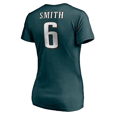 Women's Fanatics Branded DeVonta Smith Midnight Green Philadelphia Eagles Player Icon Name & Number V-Neck T-Shirt