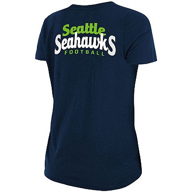 Women's New Era College Navy Seattle Seahawks Slub T-Shirt with Front Twist Knot