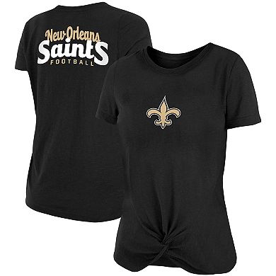 Women's New Era Black New Orleans Saints Slub T-Shirt with Front Twist Knot
