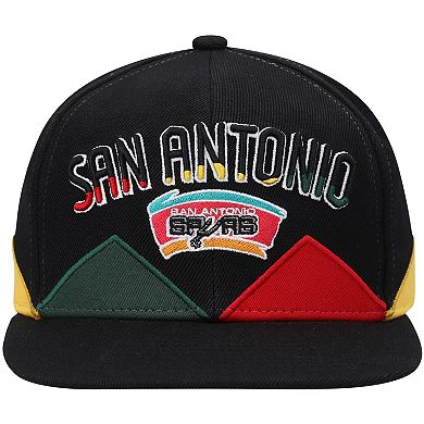 Men's Mitchell & Ness Black San Antonio Spurs Hardwood Classics Black History Month Snapback Hat