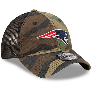 Men's New Era Camo/Black New England Patriots Basic 9TWENTY Trucker Snapback Hat