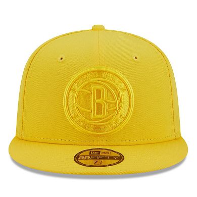 Men's New Era Yellow Brooklyn Nets Color Pack 59FIFTY Fitted Hat