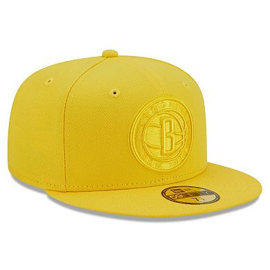 Men's New Era Yellow Brooklyn Nets Color Pack 59FIFTY Fitted Hat