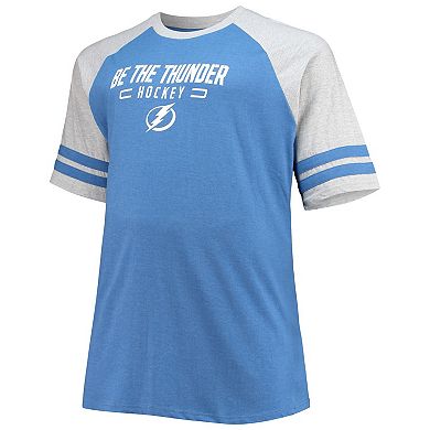 Men's Heathered Blue Tampa Bay Lightning Big & Tall Raglan T-Shirt