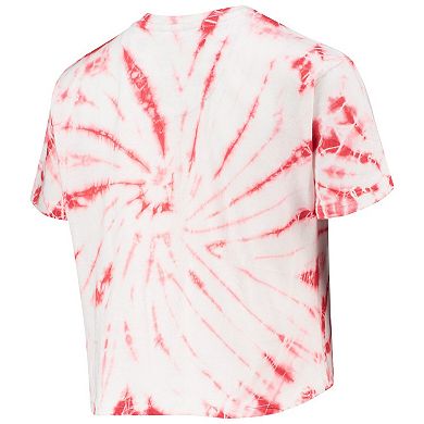 Women's Pressbox Red Wisconsin Badgers Showtime Tie-Dye Crop T-Shirt