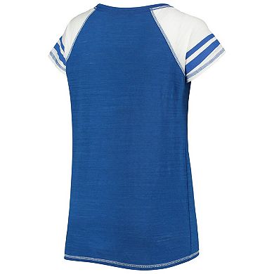 Women's Soft as a Grape Royal Toronto Blue Jays Curvy Colorblock Tri-Blend Raglan V-Neck T-Shirt