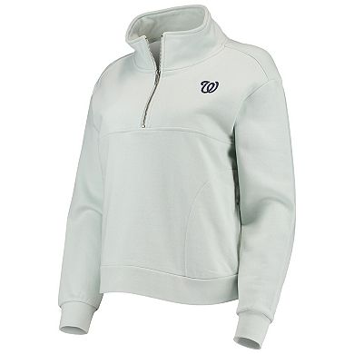Women's The Wild Collective Light Blue Washington Nationals Two-Hit Quarter-Zip Pullover Top