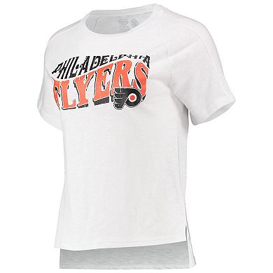 Women's Concepts Sport Charcoal/White Philadelphia Flyers Resurgence Slub Burnout Raglan T-Shirt & Joggers Sleep Set