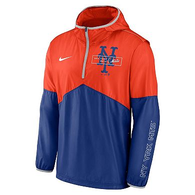 Men's Nike Orange/Royal New York Mets Overview Half-Zip Hoodie Jacket