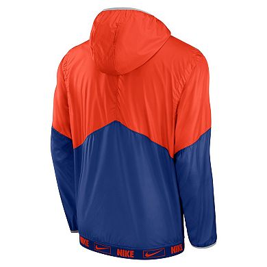 Men's Nike Orange/Royal New York Mets Overview Half-Zip Hoodie Jacket