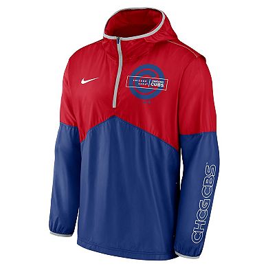 Men's Nike Red/Royal Chicago Cubs Overview Half-Zip Hoodie Jacket