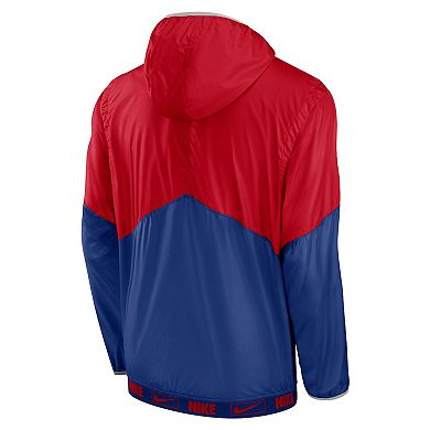 Men's Nike Red/Royal Chicago Cubs Overview Half-Zip Hoodie Jacket