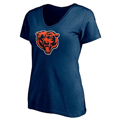 Women's Fanatics Branded Justin Fields Navy Chicago Bears Logo Player Icon Name & Number V-Neck T-Shirt