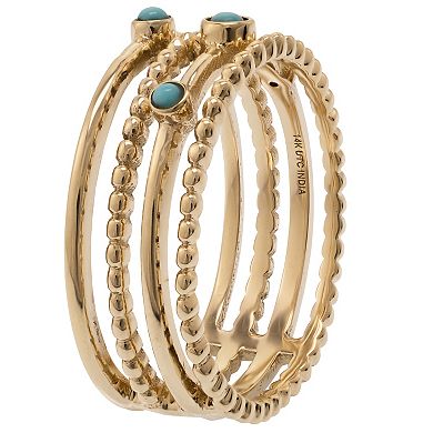 Gemistry 14k Gold Turquoise Stack Ring
