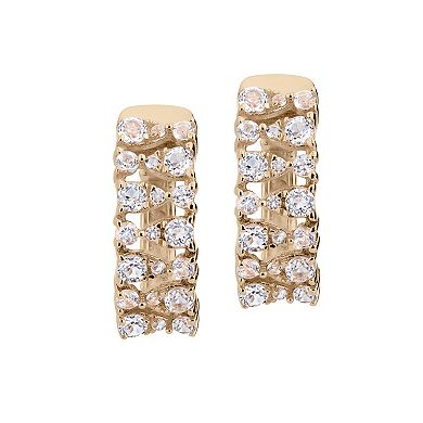 Gemistry 14k Gold White Topaz Hinged Hoop Earrings