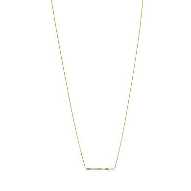 Gemistry 14k Gold Blue & White Topaz Bar Necklace