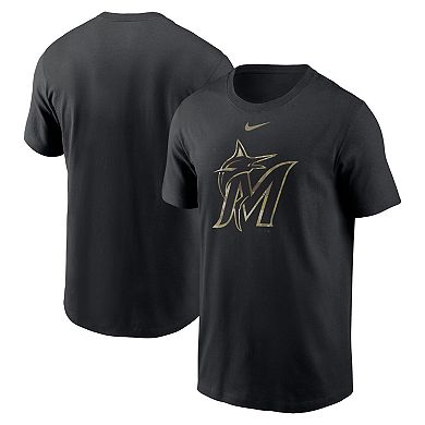 Men's Nike Black Miami Marlins Camo Logo Team T-Shirt