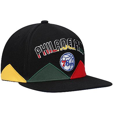 Men's Mitchell & Ness Black Philadelphia 76ers Black History Month Snapback Hat