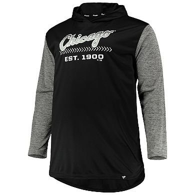 Men's Black/Heathered Gray Chicago White Sox Big & Tall Wordmark Club Pullover Hoodie