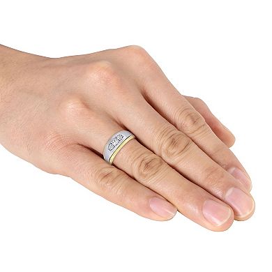 Stella Grace Men's 10k Gold Two Tone Lab-Created White Sapphire 3-Stone Ring