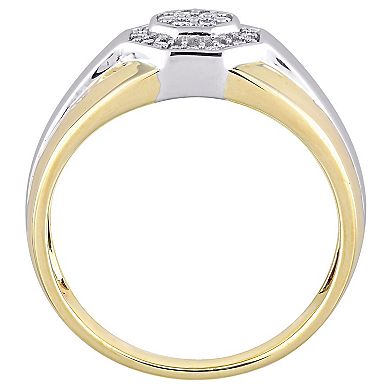 Stella Grace Men's 10k Gold Two Tone 1/4 Carat T.W. Diamond Octagonal Ring