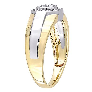 Stella Grace Men's 10k Gold Two Tone 1/4 Carat T.W. Diamond Octagonal Ring