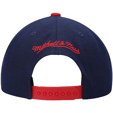 Men's Mitchell & Ness Navy/Red Houston Rockets Hardwood Classics Gradient Wordmark Snapback Hat