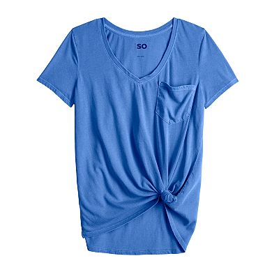 Juniors' SO® V-Neck Pocket Tee