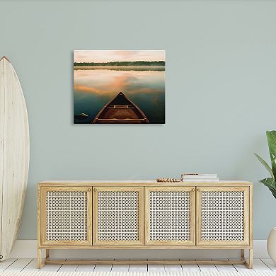 Stupell Home Decor Canoe On Lake Warm Sunrise Water Reflection Wall Art