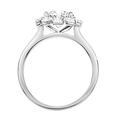 Love Always 10k White Gold 2 1/10 Carat T.G.W. Lab-Created Moissanite Halo Engagement Ring