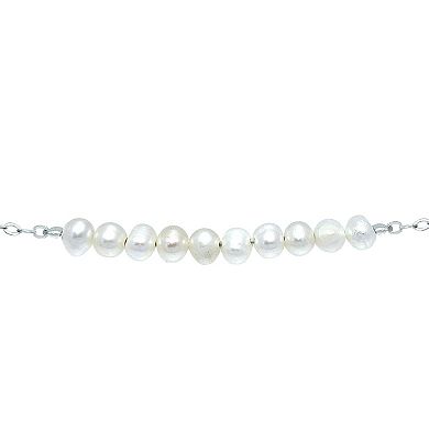 Aleure Precioso Sterling Silver Freshwater Cultured Pearl Beaded Anklet