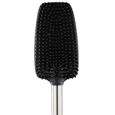 Bath Bliss Stainless Steel Satin Toilet Brush and Holder with Soft Rubber Bristles